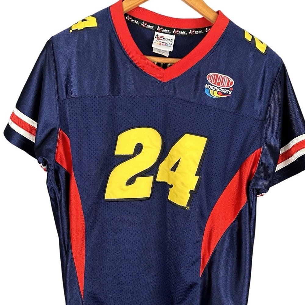 Chase Authentics Jeff Gordon 24 DuPont NASCAR Jersey Womens XXL Navy Blue V-Neck